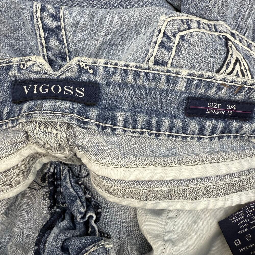 Vigoss Jeans Women's 3/4x33 Light Blue Chelsea Slim Boot Cut Western Preppy - Picture 7 of 15